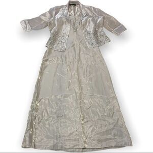 New 2 Pcs strapless Suit iridescent gold with sequins for church wedding